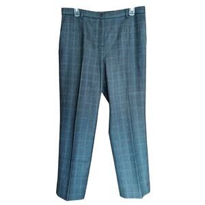 Pendleton Women's Gray 100% Wool Windowpane Plaid Fully Lined Pants 12 PET